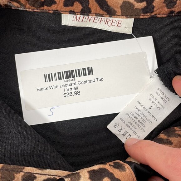 Mine Free Blouse NWT Long Sleeve Button Up Leopard Print Black Size Small S - Picture 11 of 15